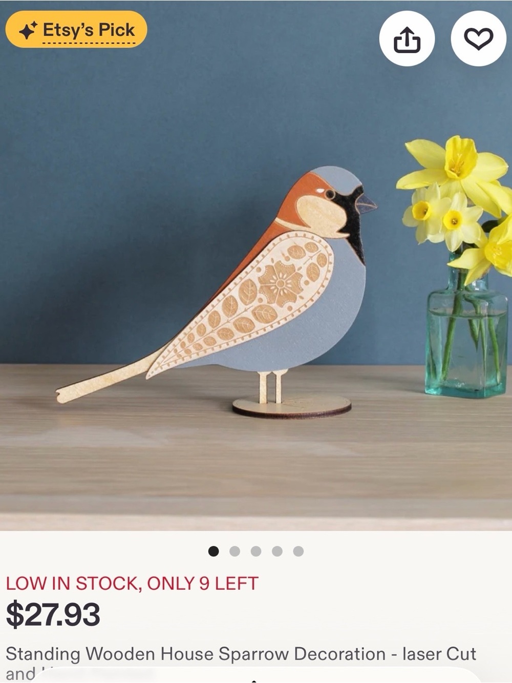 Standing Wooden House Sparrow